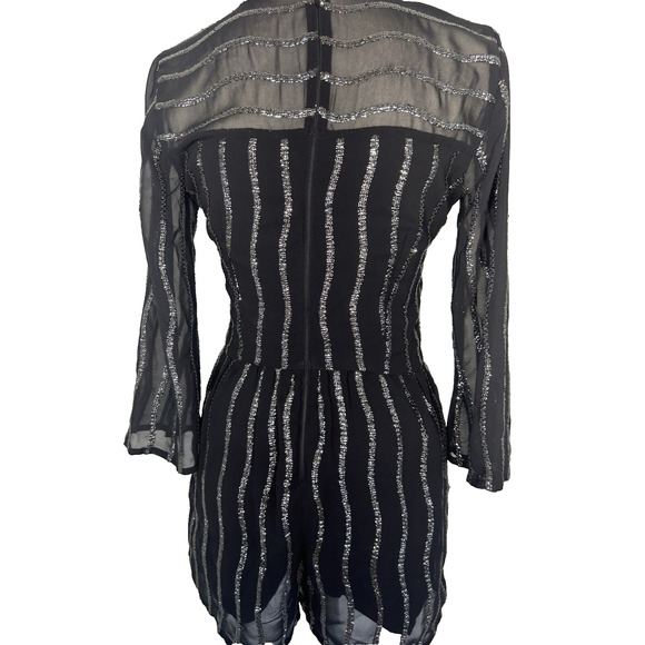 Castle Core Fairy Goth Bell Sl Abercrombie &‎ Finch Black & sequin romper Sz 00 - Picture 3 of 10